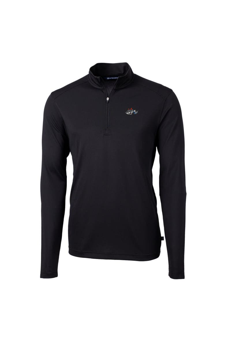 Men's Cutter & Buck Black Rocket City Trash Pandas Virtue Eco Pique Recycled Quarter-Zip Pullover Top, Alternate, color, Black
