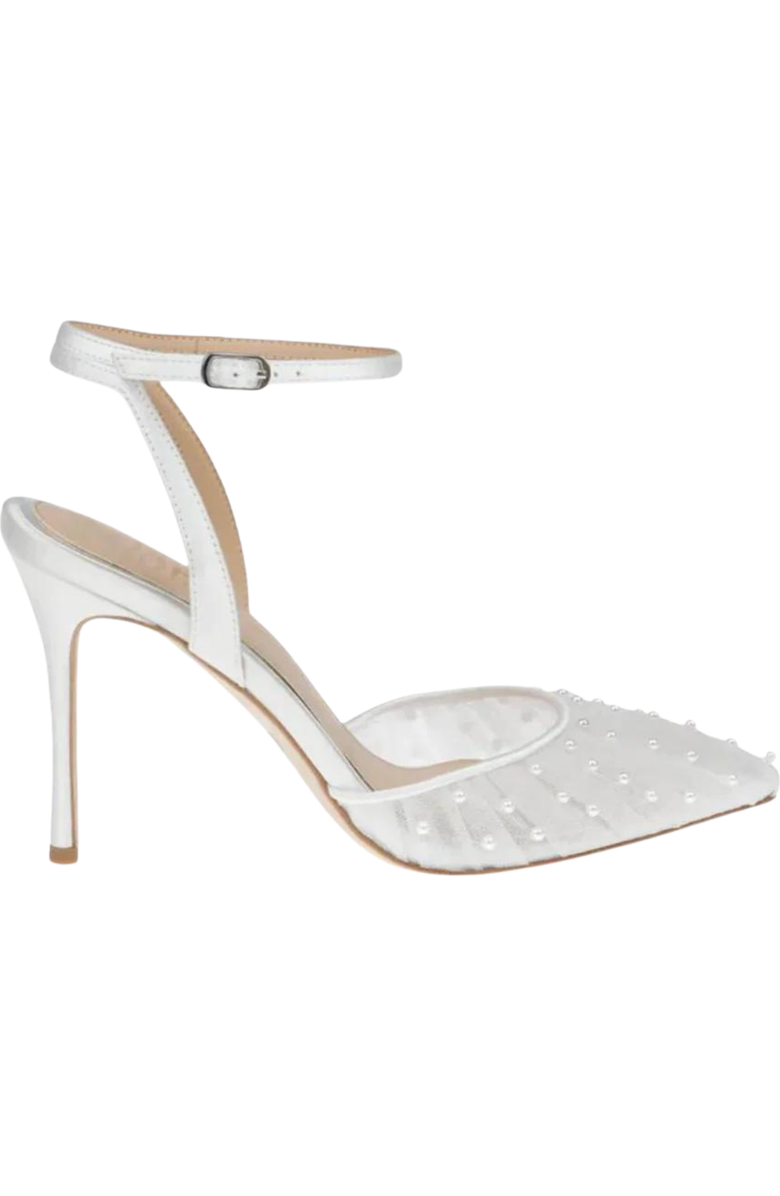 HARLO Australia Chantelle Pearl - Tulle Bridal Stiletto with Handsewn Pearls, Main, color, Soft White Satin