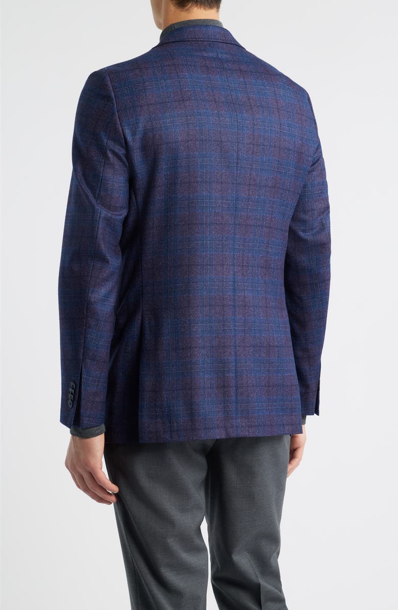 Peter Millar Hyperlight Soft Plaid Wool Sport Coat, Alternate, color, Purple