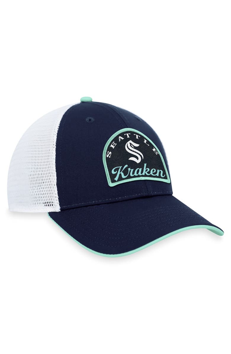 FANATICS Men's Fanatics Branded Deep Sea Blue/White Seattle Kraken Fundamental Adjustable Hat, Alternate, color, Navy