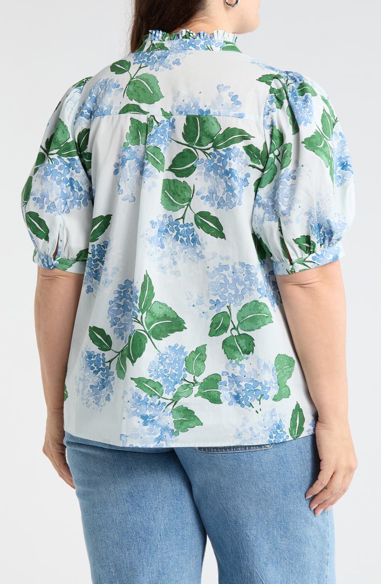 SUGARLIPS Terri Floral Puff Sleeve Top, Alternate, color, Blue-Green-Mul