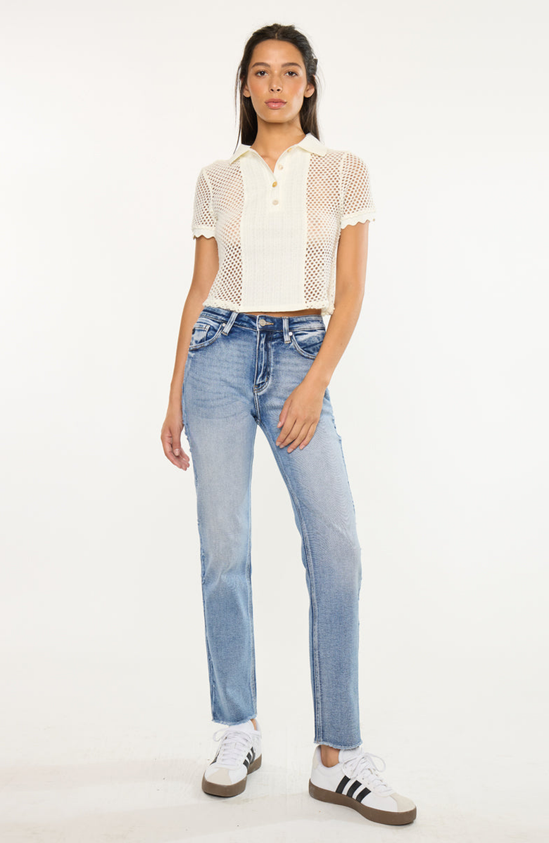 KanCan Sadie High Rise Straight Leg Jeans, Alternate, color, Medium Wash