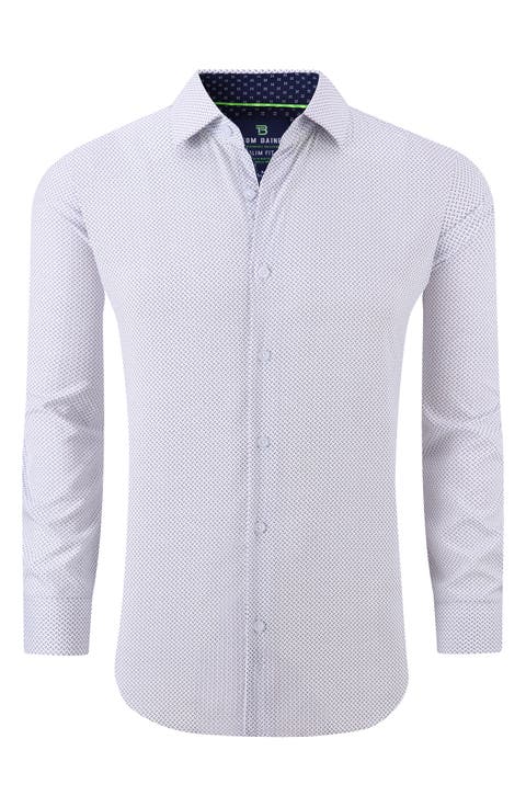 Regular Fit Performance Stretch Long Sleeve Button Front Shirt
