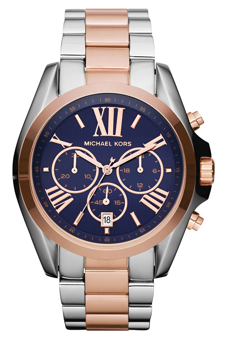 'Bradshaw' Chronograph Bracelet Watch, 43mm, Main, color, ROSEGOLD/ SILVER