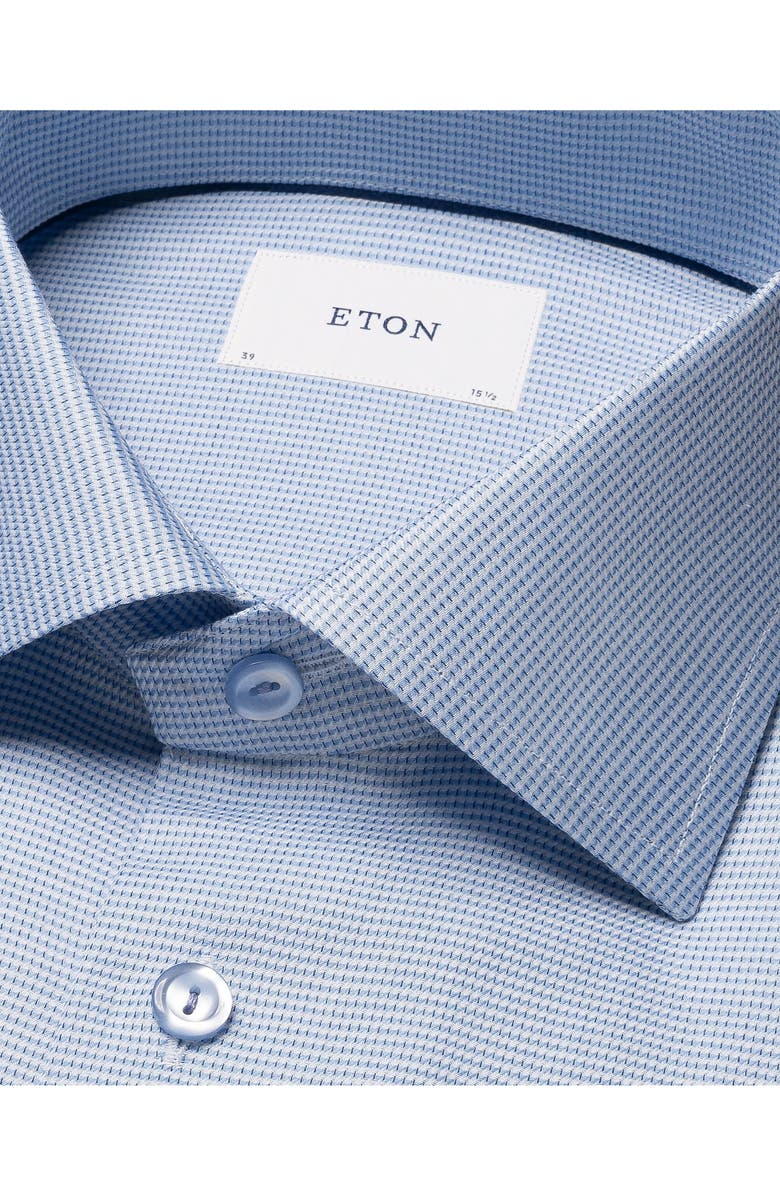 Eton Contemporary Fit Semisolid Cotton Dress Shirt, Alternate, color, Blue