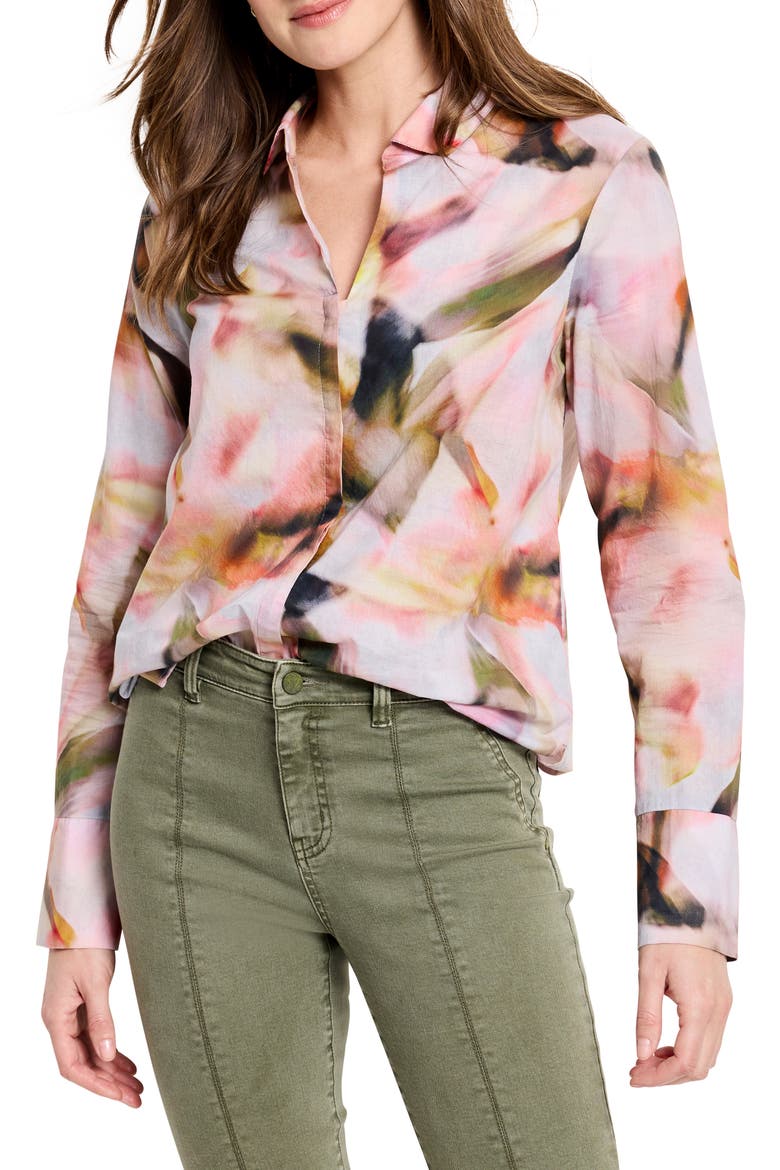Smoky Petals Cotton Button-Up Shirt, Main, color, PINK MULTI