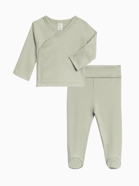 Organic Cotton Riley 2 Piece Kimono Top and Pant Set (Baby)