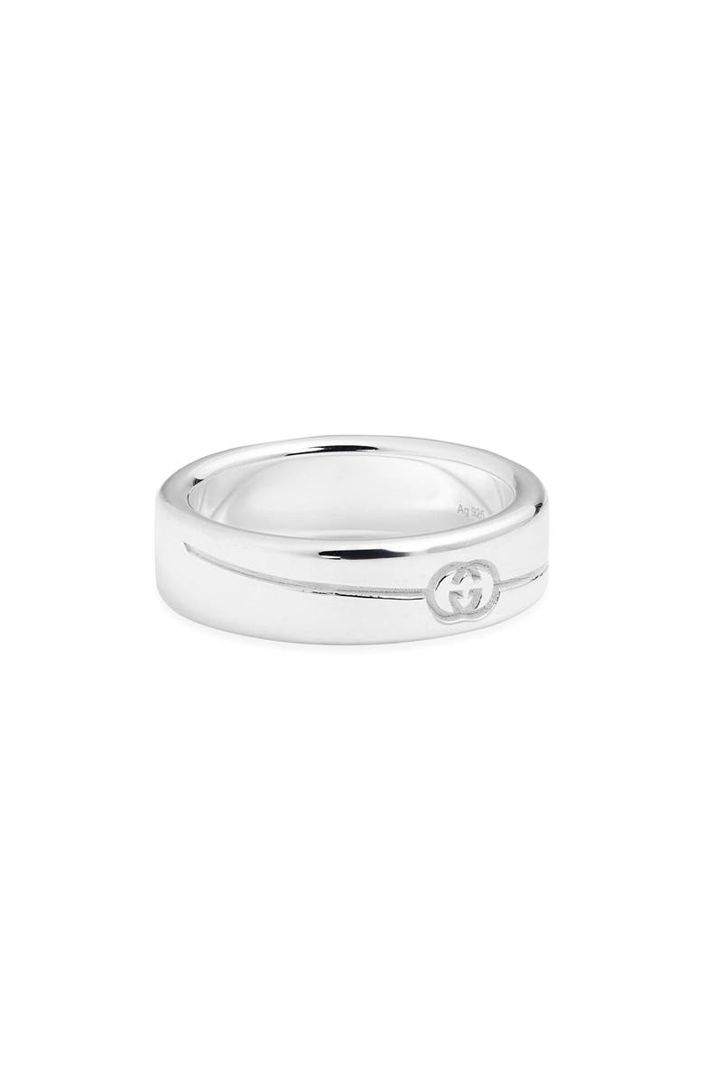 Gucci Interlocking-G Tag Sterling Silver Ring, Main, color, 