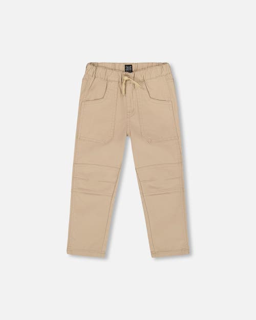 Deux Par Deux Twill Jogger Pants With Patch Pockets In Neutral