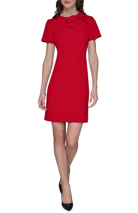 Bow Accent Scuba Crepe Sheath Dress
