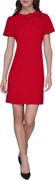 KARL LAGERFELD PARIS Bow Accent Scuba Crepe Sheath Dress
