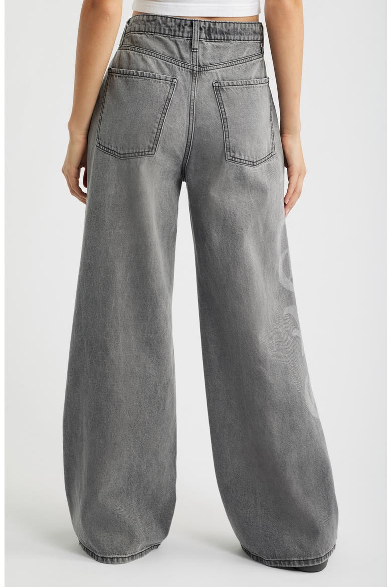 Love Print Relaxed Superwide Leg Jeans, Alternate, color, GREY