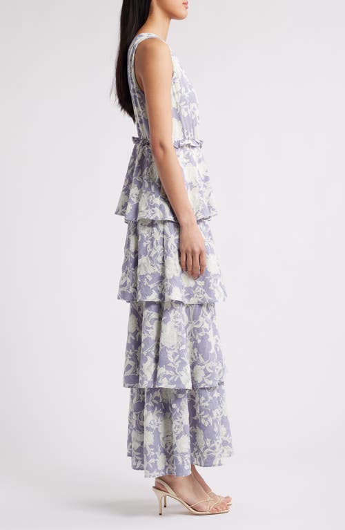 Chelsea28 Floral Tiered Maxi Dress In Blue- Ivory Bloomtastic