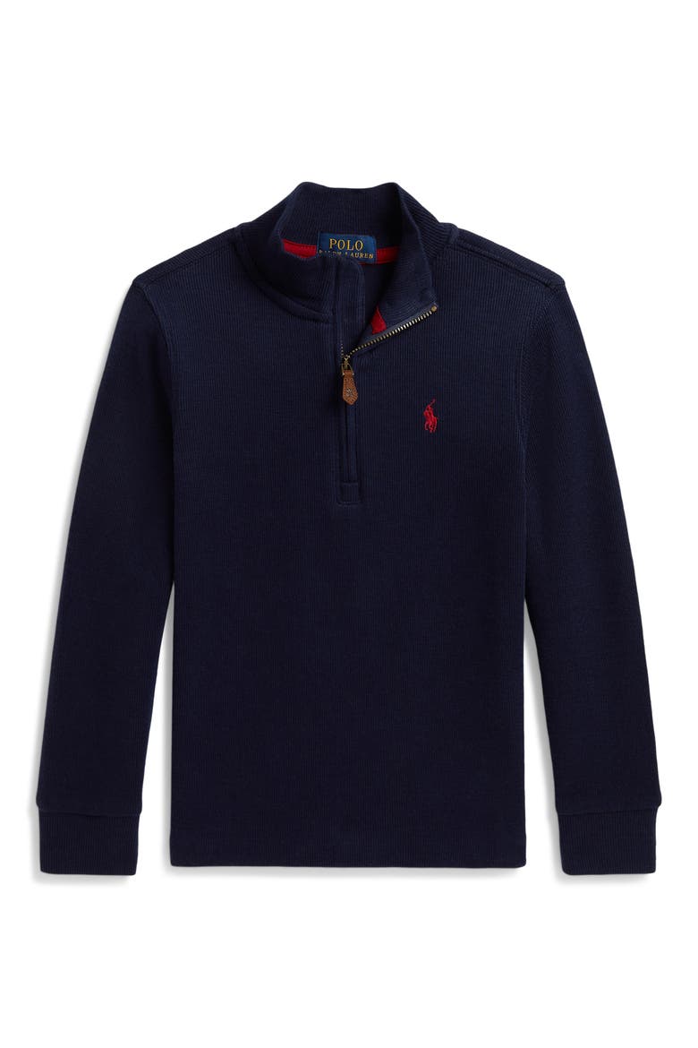 Kids' Estate Rib Knit Partial Zip Sweater, Main, color, REFINED NAVY