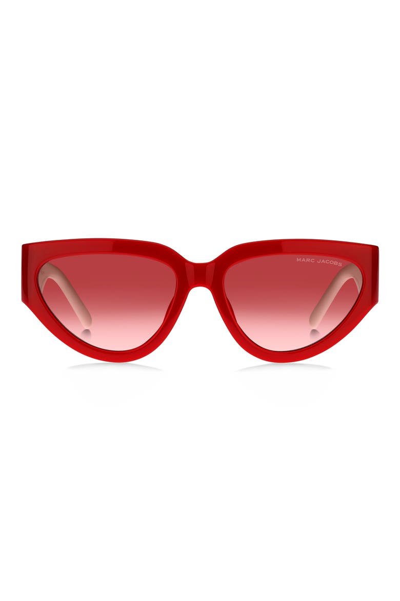 57mm Cat Eye Sunglasses, Main, color, RED PINK/ RED