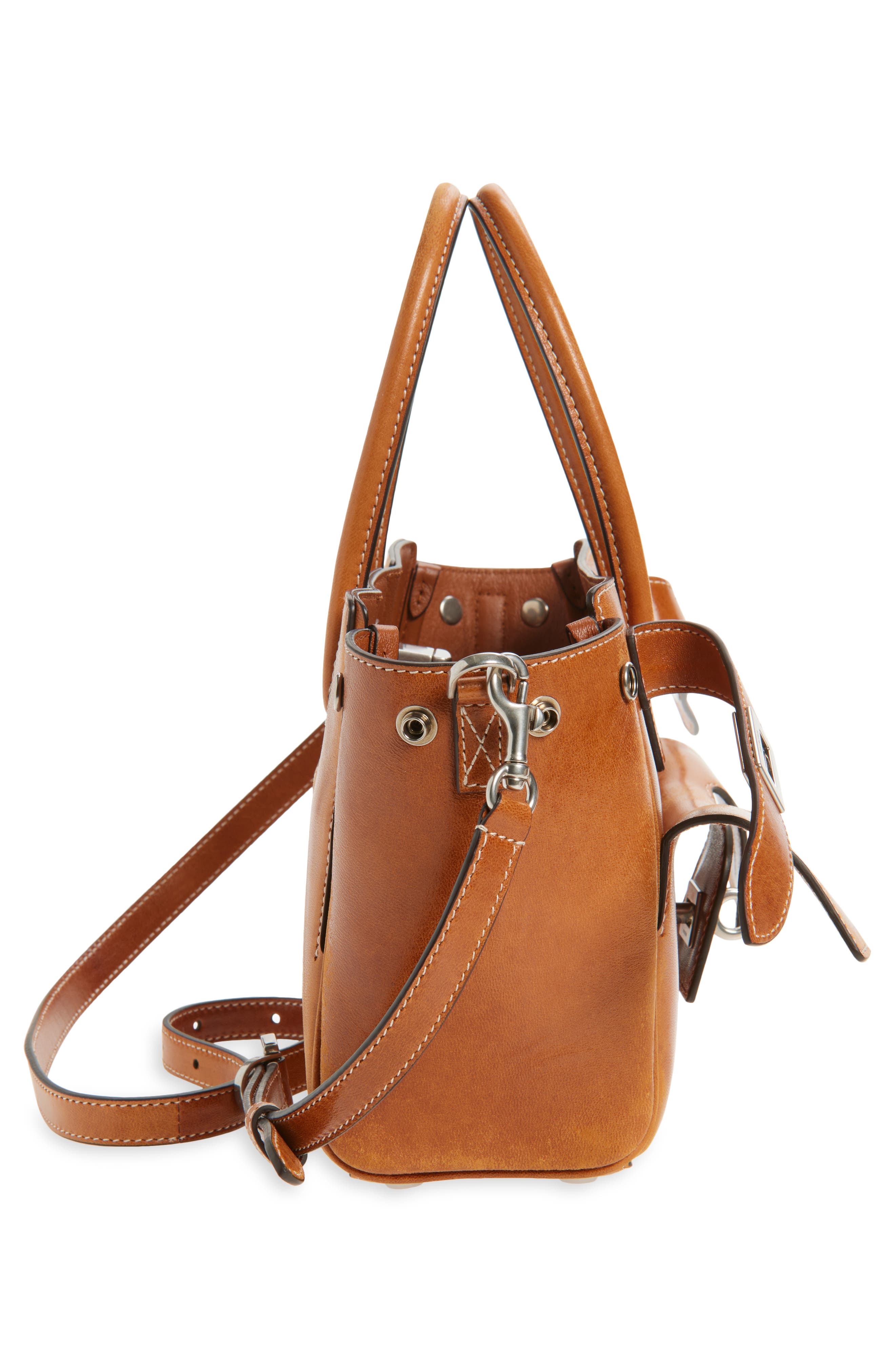 Balenciaga Mini Bel Air Leather Carry All Bag, Alternate, color, 2753 Light Brown