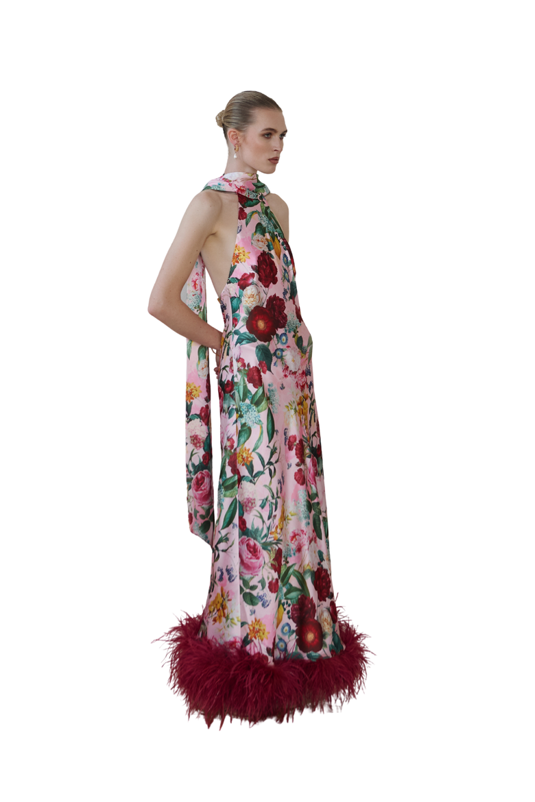 Maliya Feather Dress in Petal Muse, Alternate, color, Petal Muse
