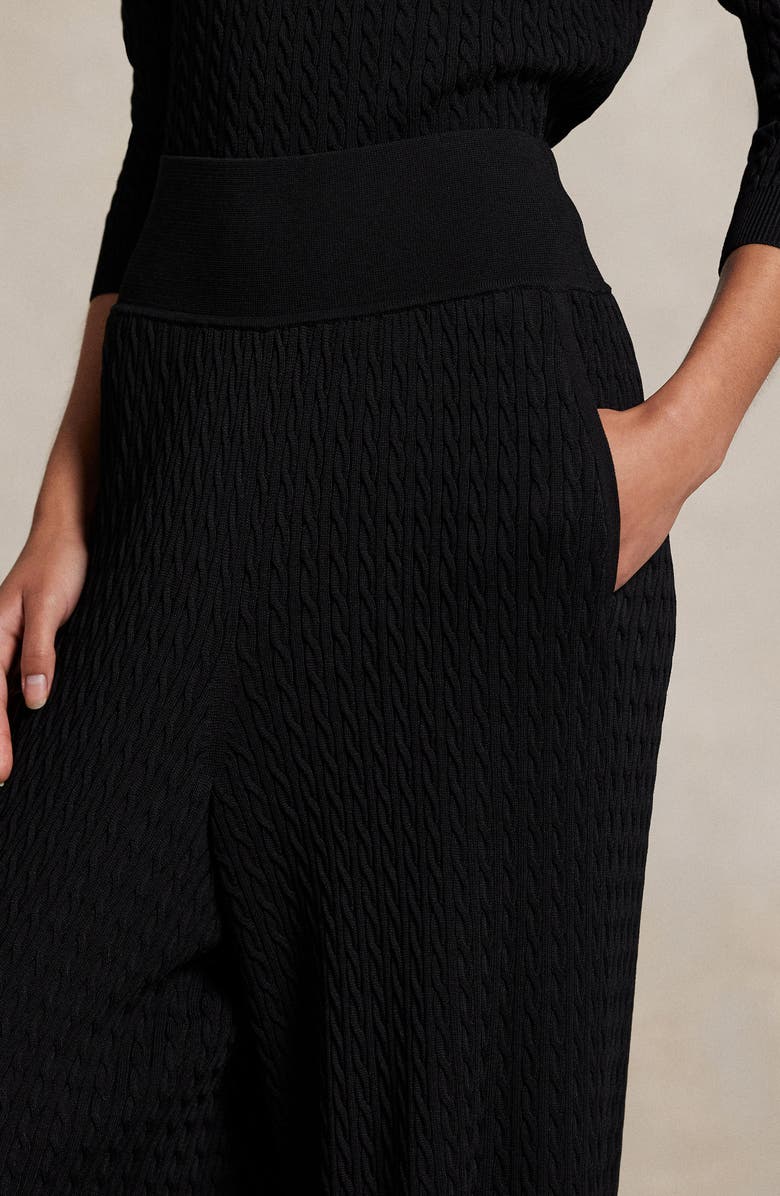 Polo Ralph Lauren Cable Knit Wide Leg Pants, Alternate, color, Polo Black