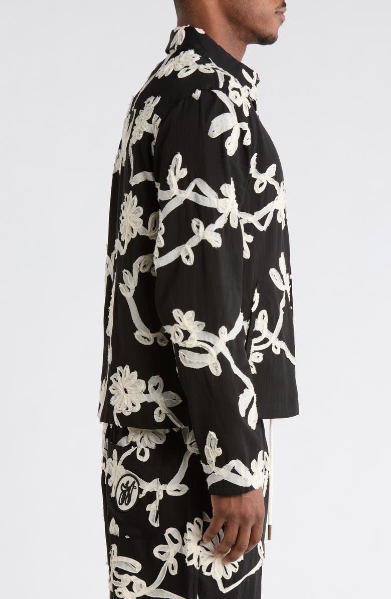 HONOR THE GIFT Floral Ribbon Cotton Blend Jacket, Alternate, color, Black