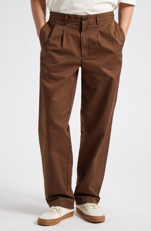Twill Double Pleat Cotton Pants
