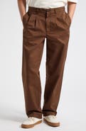 Noah Twill Double Pleat Cotton Pants