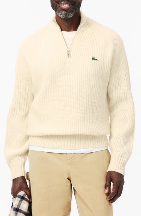 Classic Fit Quarter Zip Wool Rib Sweater