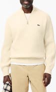 Lacoste Classic Fit Quarter Zip Wool Rib Sweater
