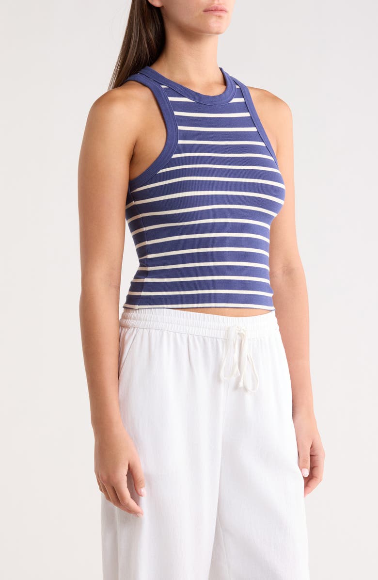 Marine Layer Lexi Stripe Rib Tank, Alternate, color, Bay Blue And White Stripe