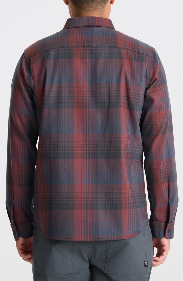 Roark Diablo Classic Fit Stripe Water Repellent Snap-Up Shirt Jacket, Alternate, color, Sangria