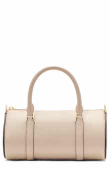 spade icon fine grain leather barrel bag