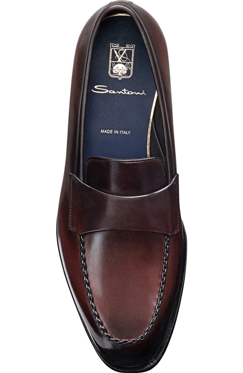 Santoni Arco Loafer, Alternate, color, Dark Brown-T60