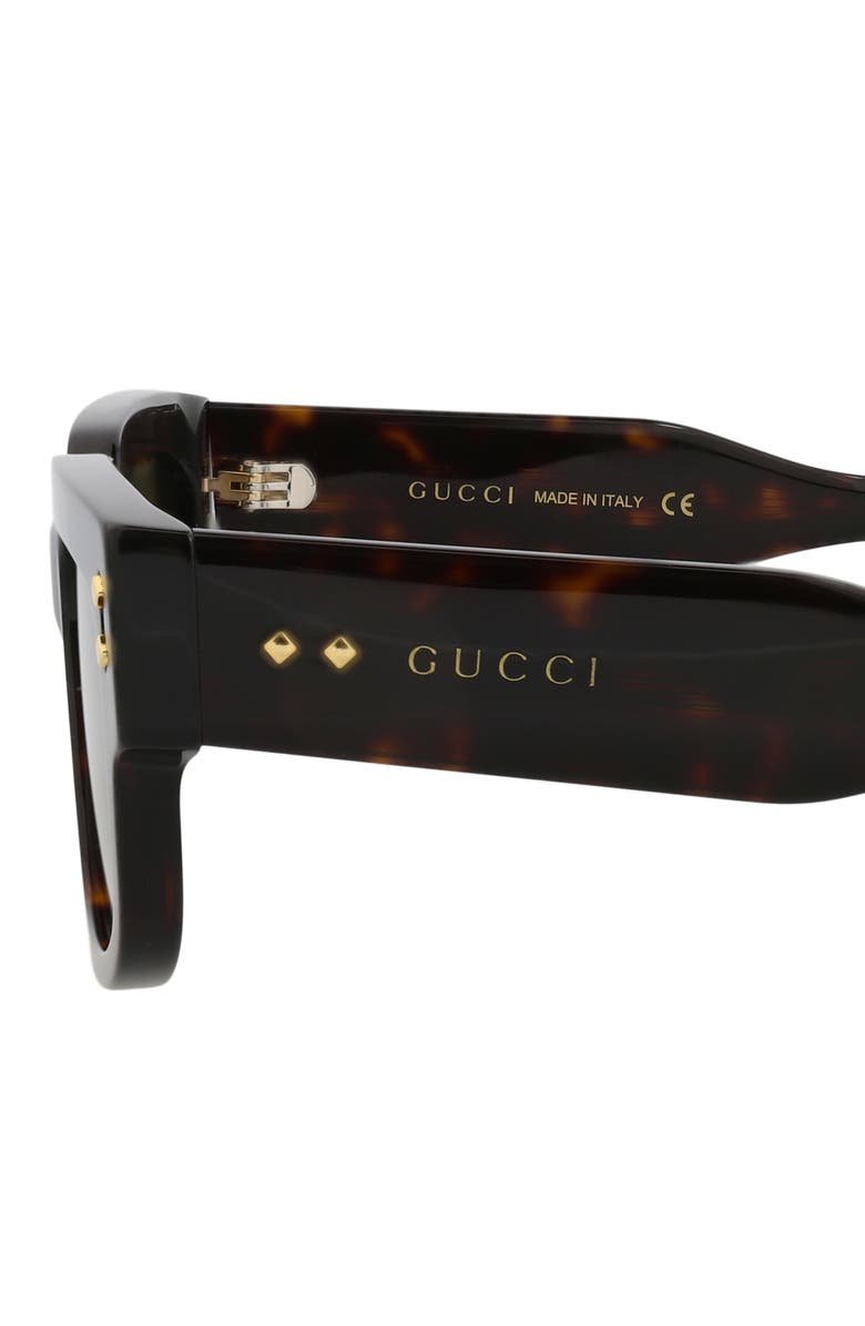 Gucci 56mm Rectangular Sunglasses, Alternate, color, Havana Havana Green