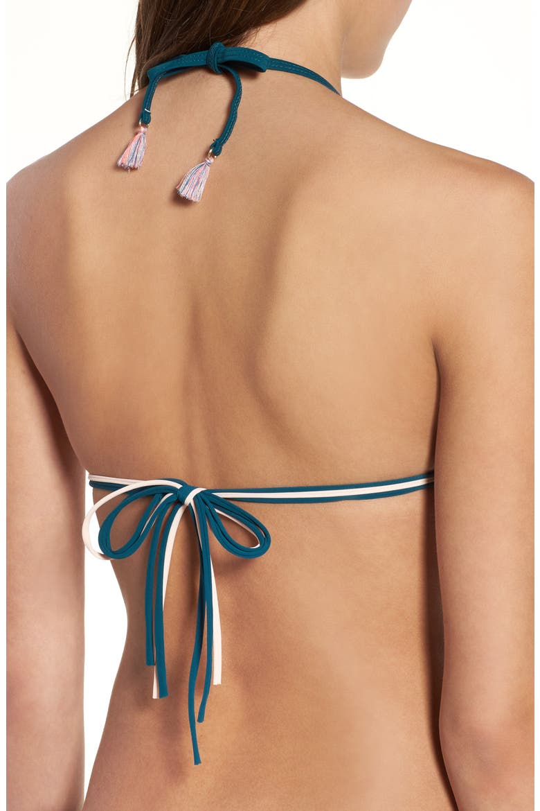 Floral Embroidered Stud Triangle Bikini Top, Alternate, color, GREEN MULTI