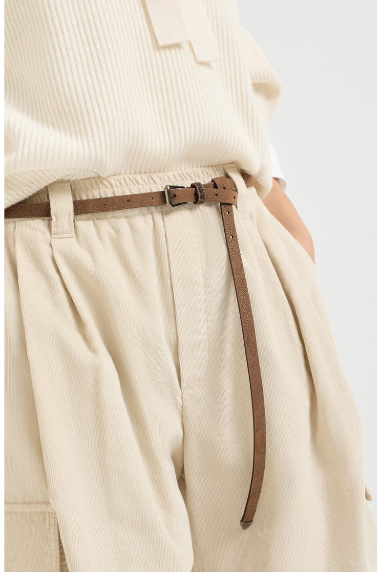 Sparkling Textured Leather Belt With Shiny Loop, Alternate, color, Hazelnut