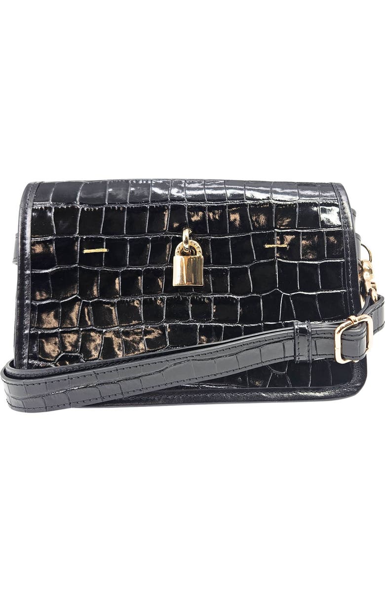 Madison Maison Moc Croc Small Crossbody, Alternate, color, Black