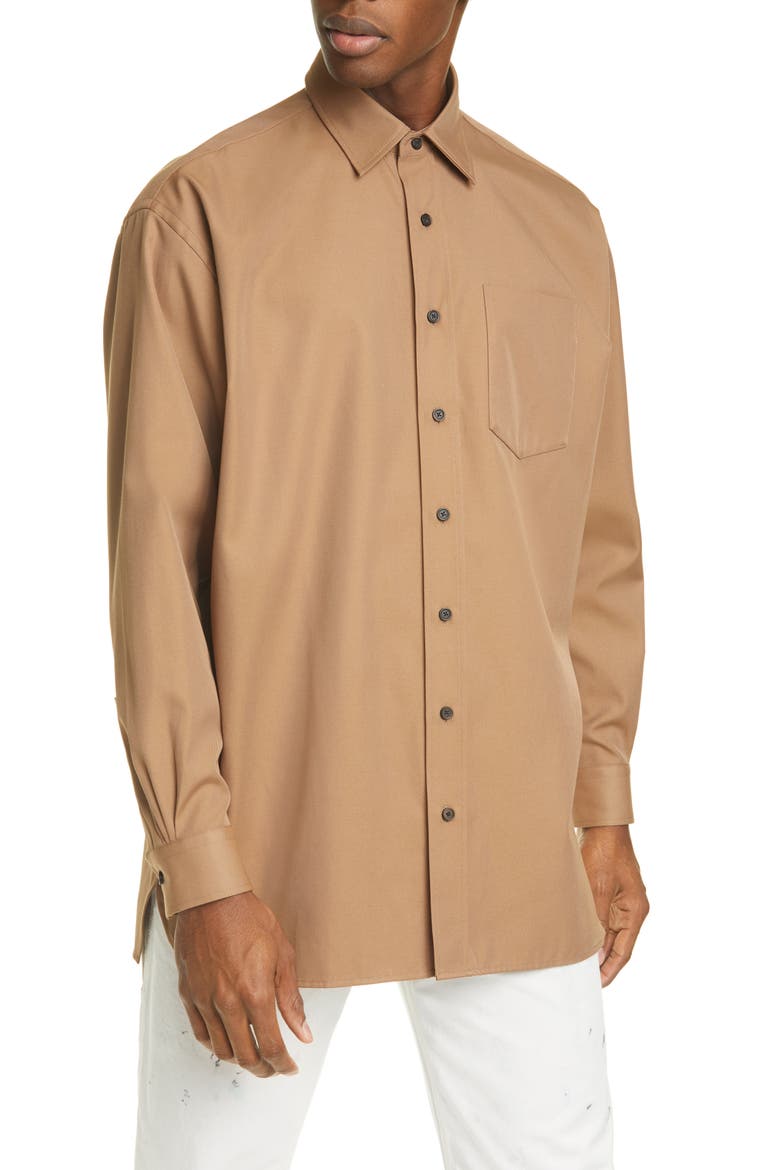 Atlent Longline Button-Up Shirt, Main, color, MUSHROOM BEIGE