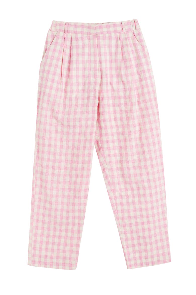 Linen Blend Gingham Pants, Alternate, color, Pink Gingham