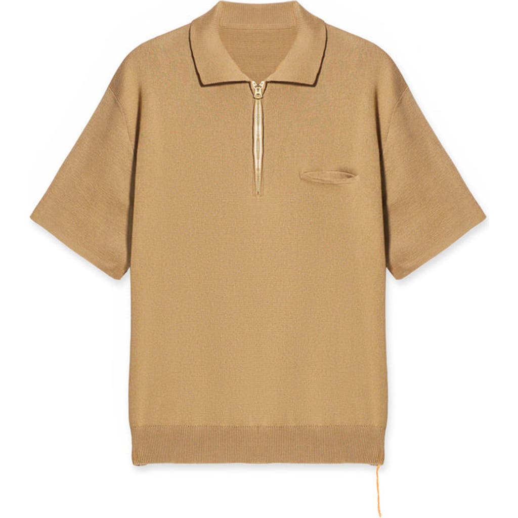 Fortela Laight 3/4 Zip Short Sleeve Polo In Brown
