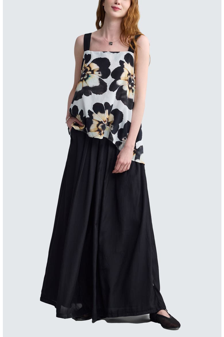 Valina Floral Print Square-Neck Top, Alternate, color, Beige