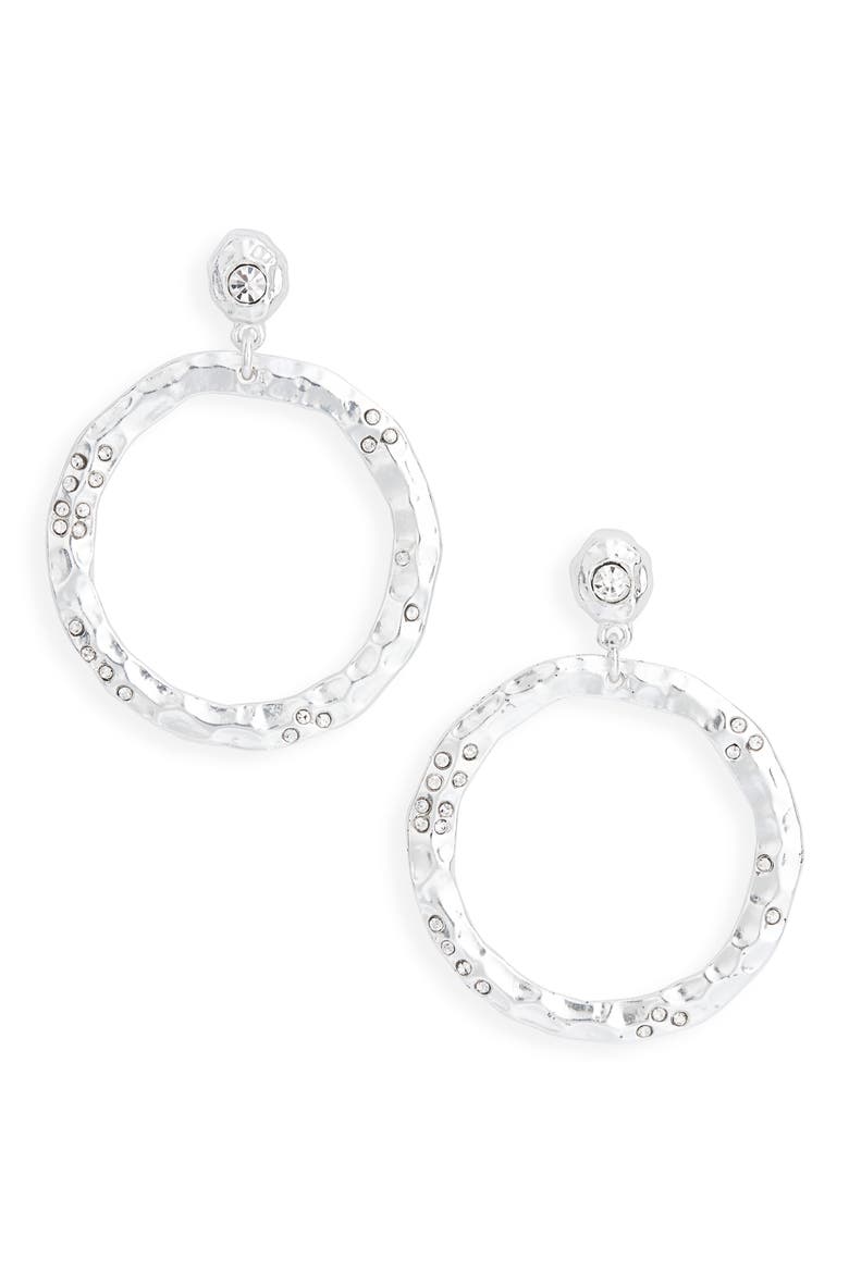 Crystal Circle Drop Earrings, Main, color, SILVER
