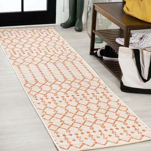 Jonathan Y Ourika Moroccan Geometric Textured Weave Indoor/outdoor Area Rug In Cream/orange