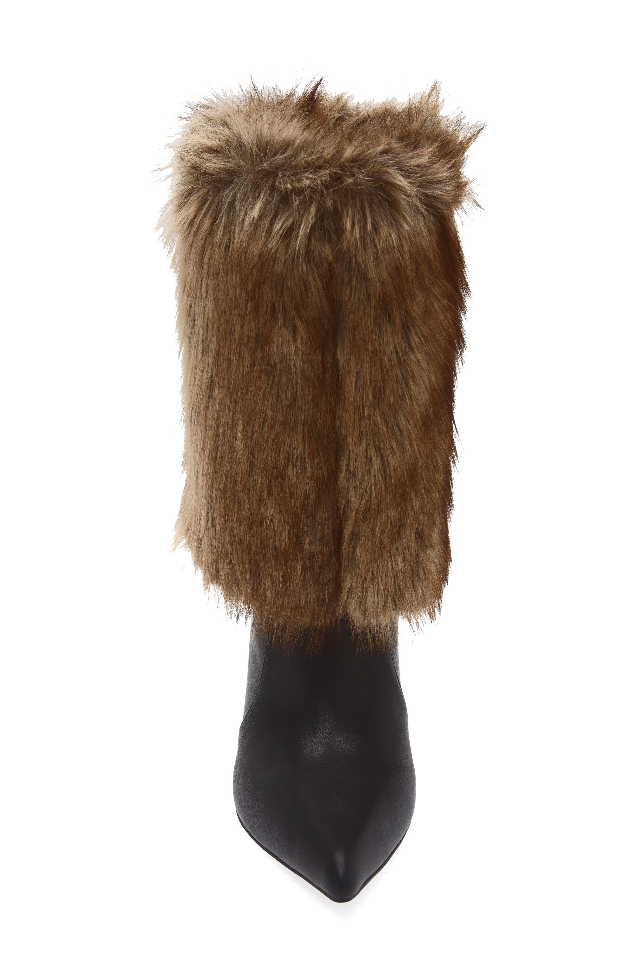 Jeffrey Campbell Thermal Faux Fur Cuff Bootie, Alternate, color, Black Brown Combo