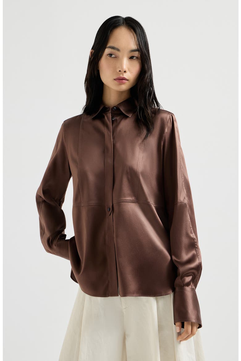 Satin shirt, Main, color, Cocoa