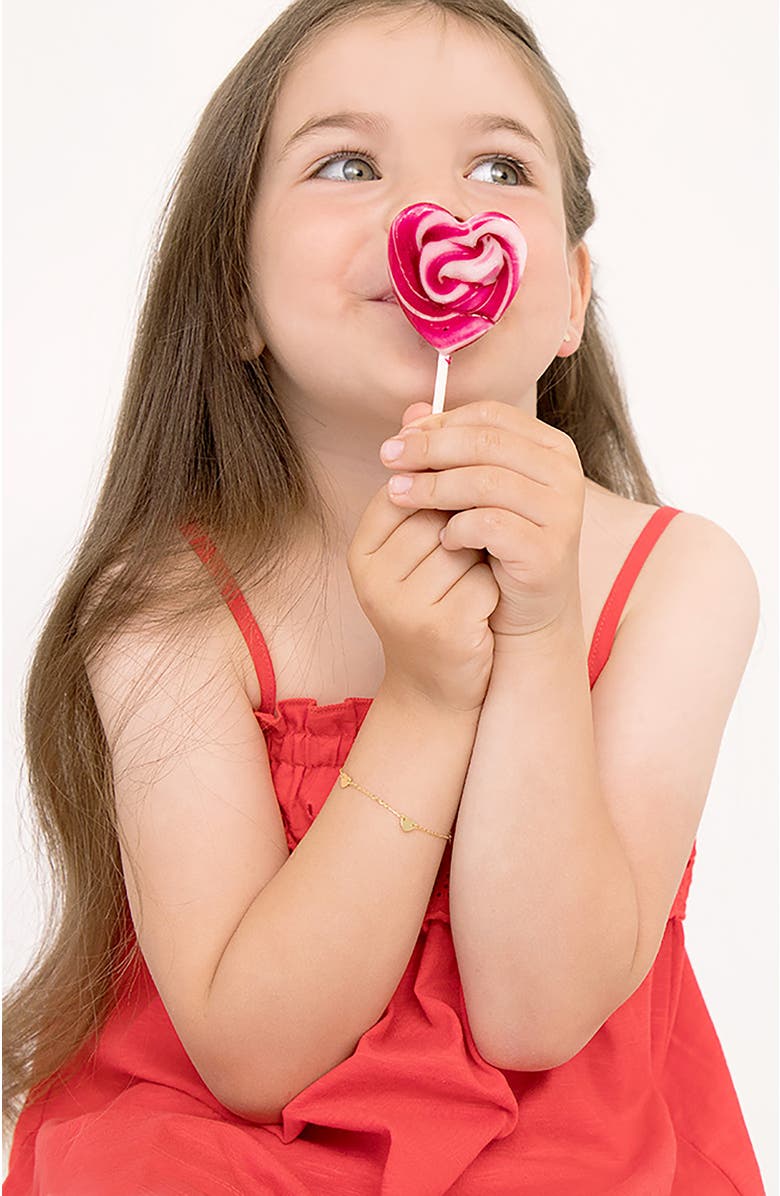 In Season Jewelry 14k Polished Heart Charm Bracelet, Alternate, color, Gold