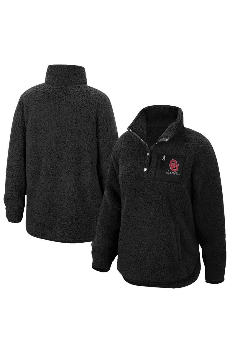 TOP OF THE WORLD Women's Top of the World Black Oklahoma Sooners Sierra Sherpa Quarter-Snap Jacket, Main, color, Black