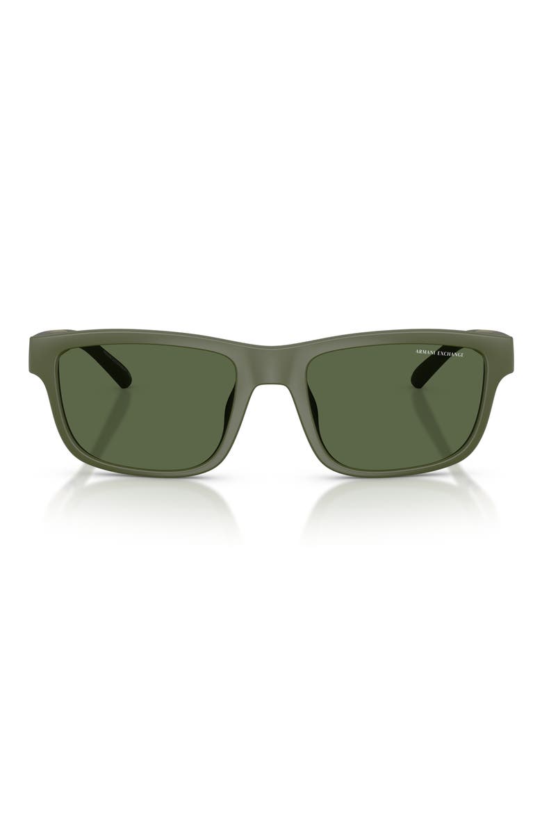 55mm Rectangular Sunglasses, Main, color, MATTE GREEN / DARK GREEN