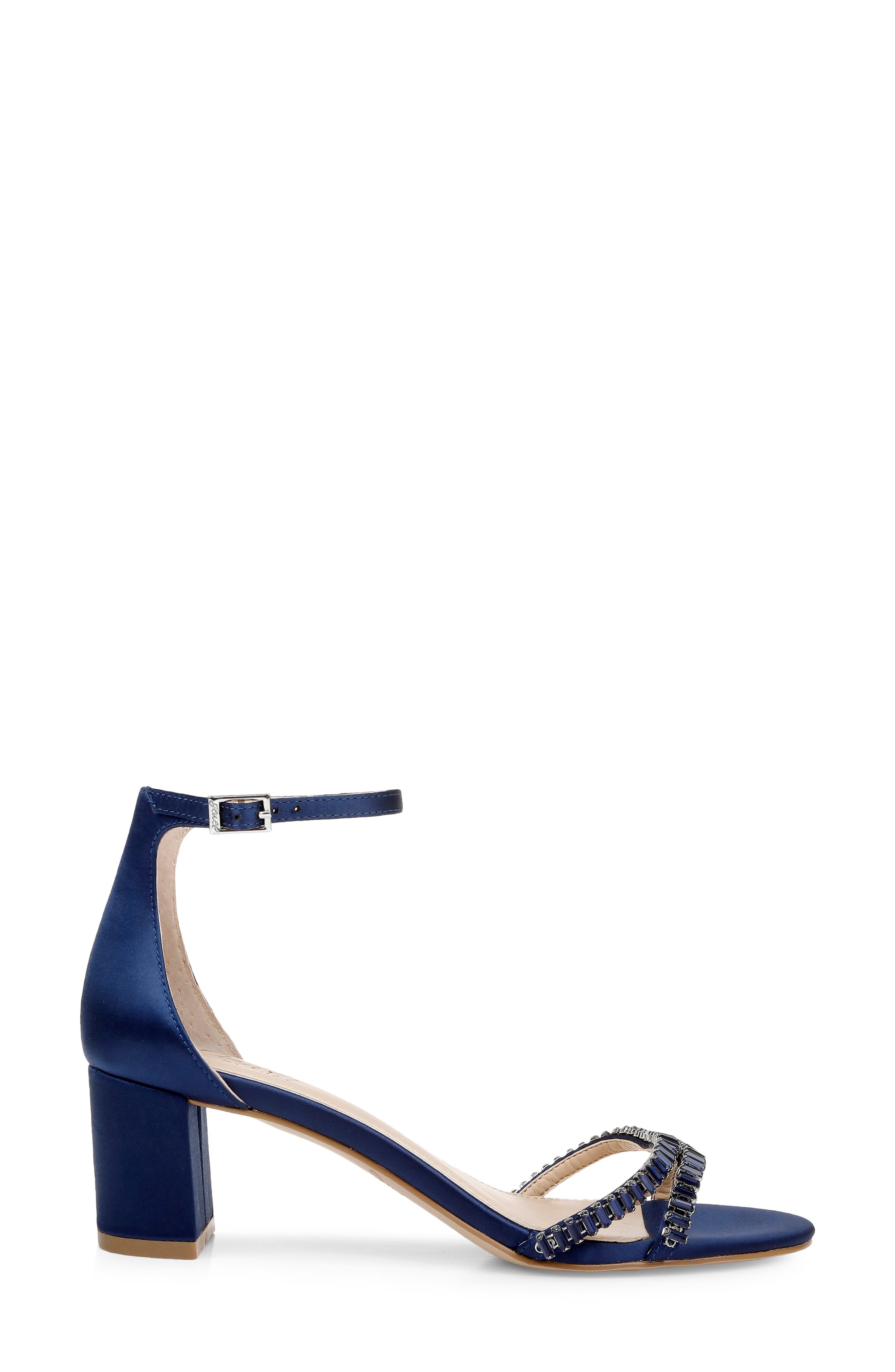 Jewel Badgley Mischka Joanne Embellished Block Heel Sandal, Alternate, color, Navy