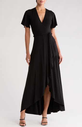 GO COUTURE Cascade Wrap Maxi Dress