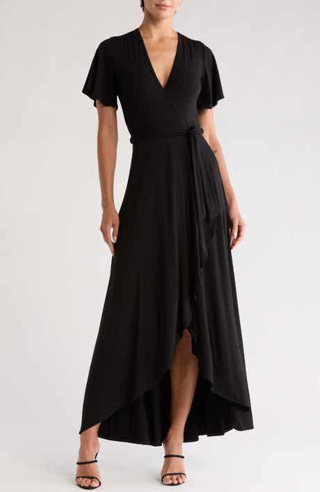 GO COUTURE Cascade Wrap Maxi Dress