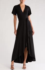 GO COUTURE Cascade Wrap Maxi Dress